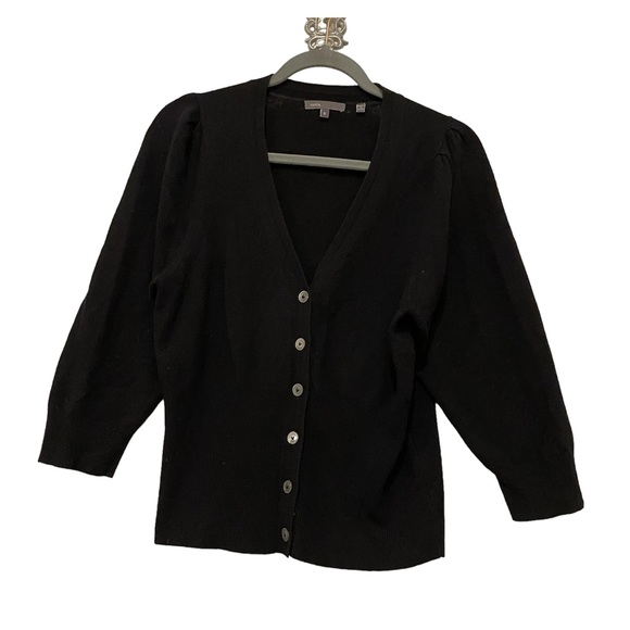 Vince Sweaters - Vince small wool cashmere black cardigan sweater button up 3/4 sleeves neutral